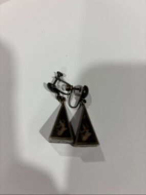 Vintage Black Triangle Drop Clip-On Earrings